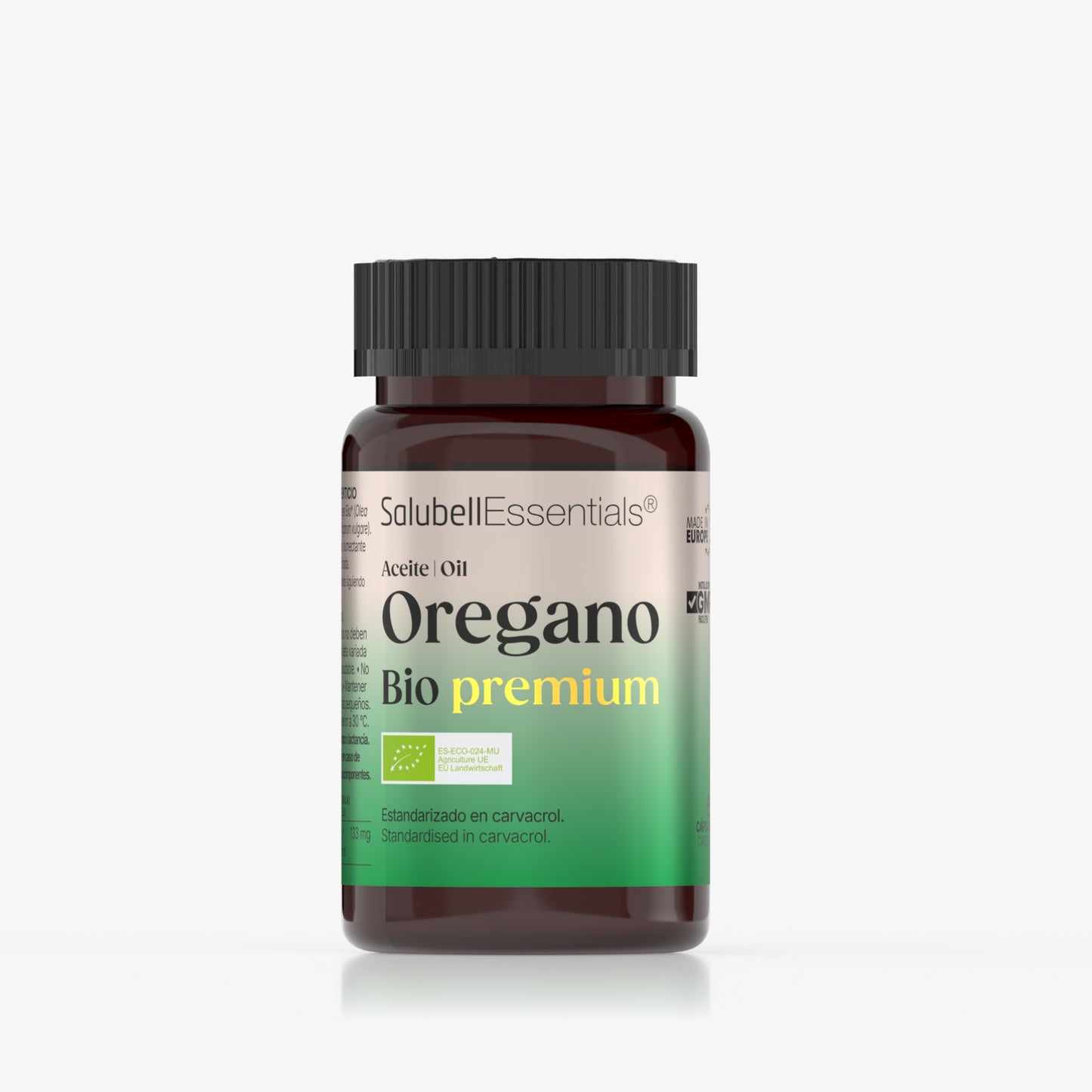Aceite de orégano Bio Premium Salubell Essentials, 133 mg estandarizado en carvacrol, certificado ecológico UE