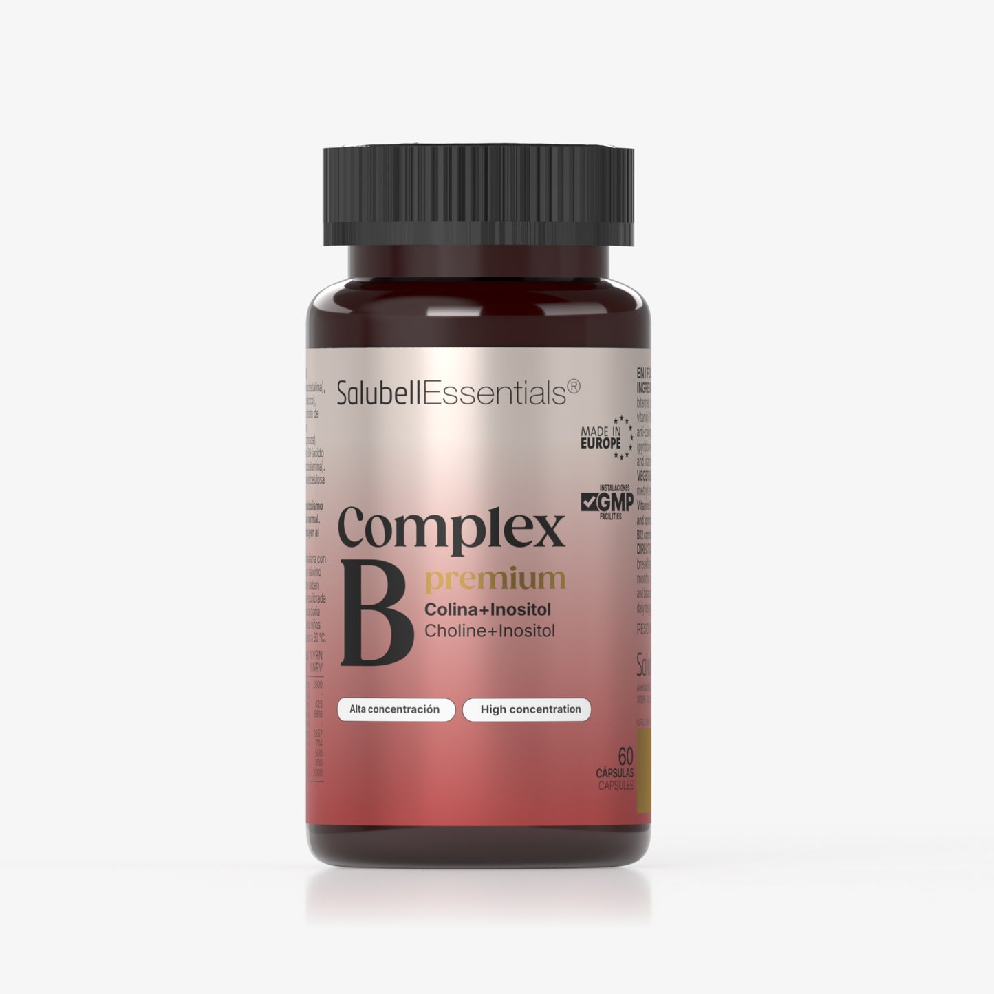 Complex B Premium Salubell Essentials con Colina e Inositol, alta concentración, 60 cápsulas

