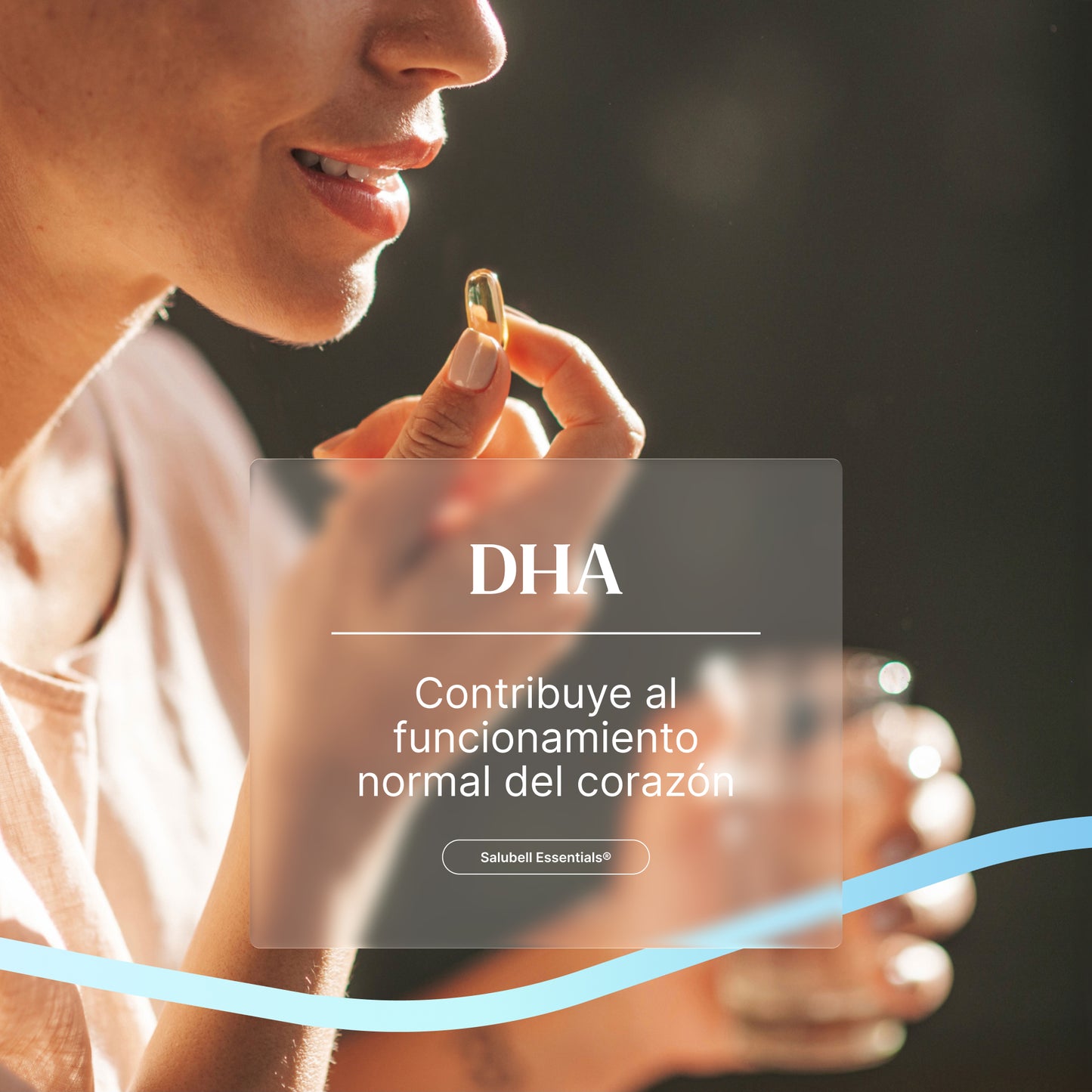 Ficha técnica del DHA 1000 TG Premium Salubell: certificación IFOS 5 estrellas, forma triglicérido de alta biodisponibilidad, 60 perlas, 2 meses