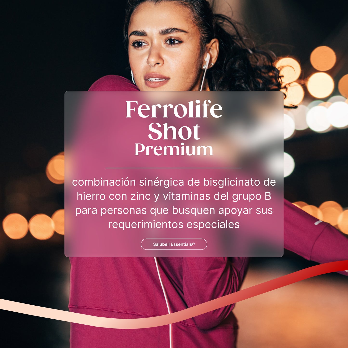 Ferrolife Shot Premium Salubell, combinación de bisglicinato de hierro con zinc y vitaminas del grupo B