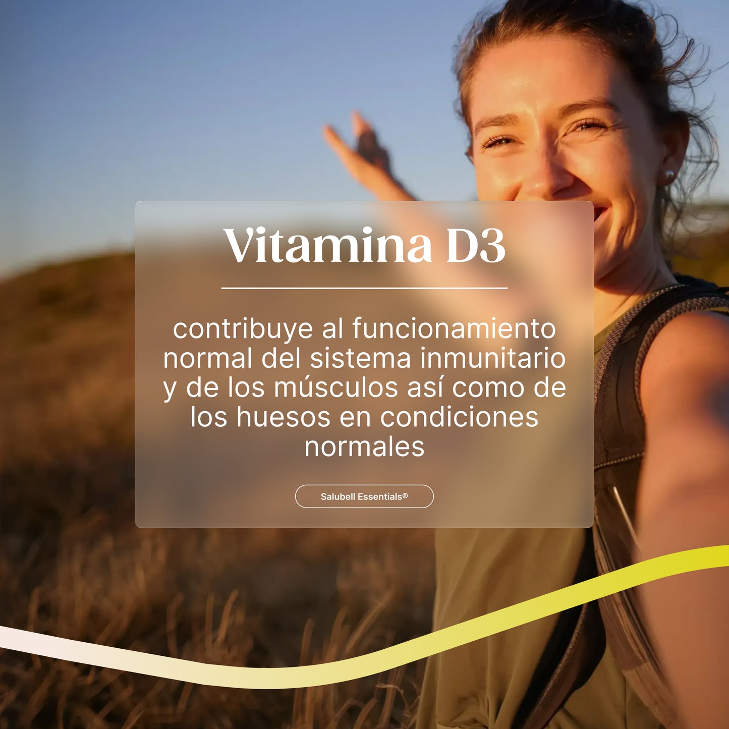 Vitamina D3 Salubell, contribuye al funcionamiento normal del sistema inmunitario, los músculos y los huesos