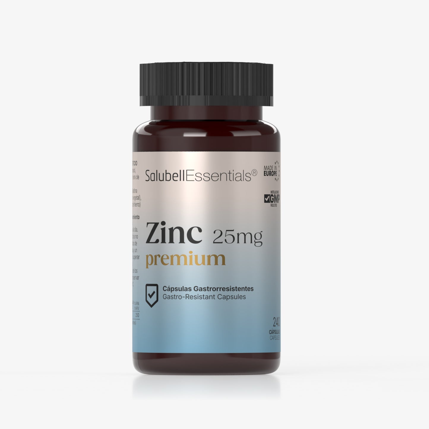 Zinc 25mg Premium Salubell Essentials, cápsulas gastrorresistentes, 240 cápsulas